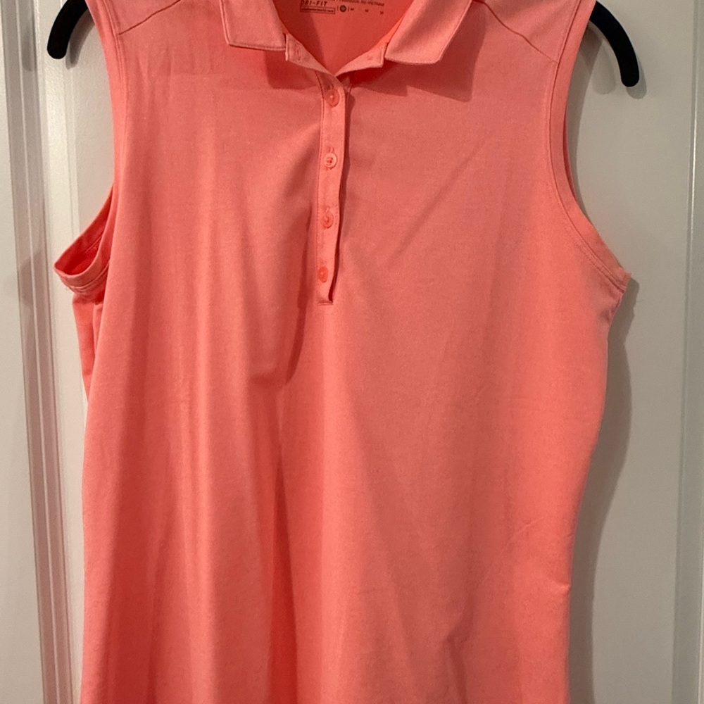 Nike Sleeveless Peach Button Down Golf Shirt
